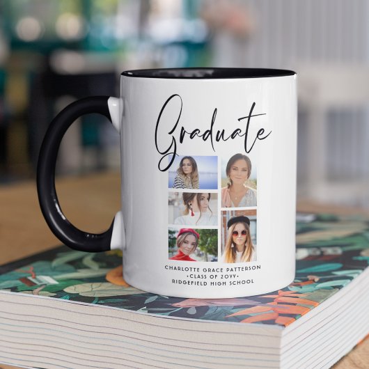 Elegantes Script Multi Foto Abschluss Graduate Tasse