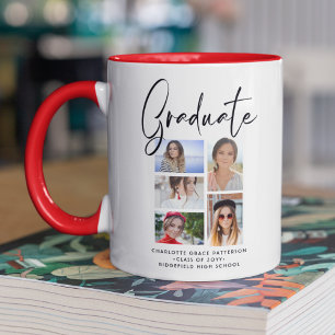 Elegantes Script Multi Foto Abschluss Graduate Tasse