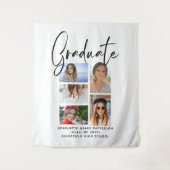 Elegantes Script Multi Foto Abschluss Graduate Wandteppich (Vorderseite)