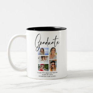 Elegantes Script Multi Foto Abschluss Graduate Zweifarbige Tasse