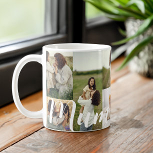 Elegantes Script Mum Foto Grid Layout Personalisie Kaffeetasse