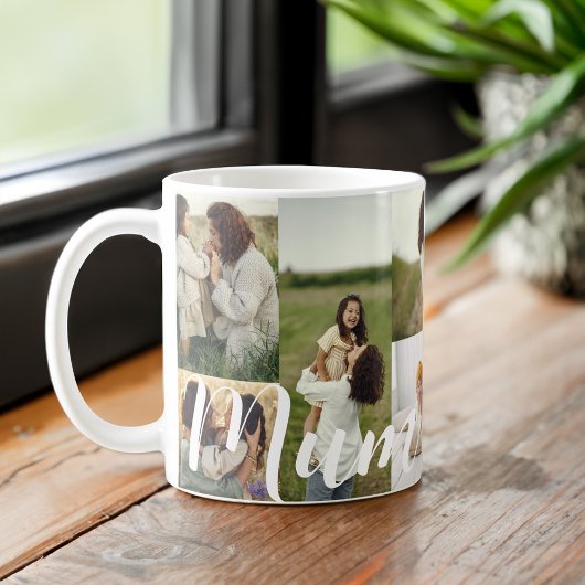 Elegantes Script Mum Foto Grid Layout Personalisie Kaffeetasse
