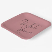 Elegantes Script Name Dusty Rose Rosa Brautparty Pappteller (Gewinkelt)