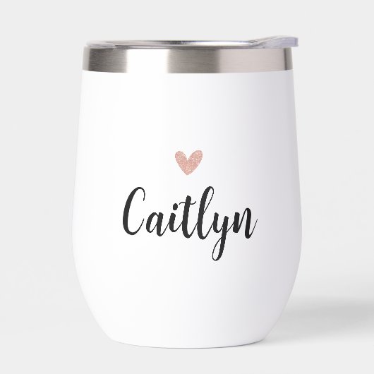 Elegantes Script Name & Rose Goldenes Herz (Links)