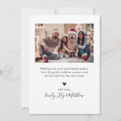 Elegantes Script Navy 5 Foto Collage Weihnachten (Rückseite)