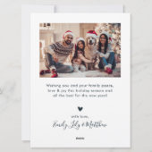 Elegantes Script Navy 5 Foto Collage Weihnachten (Rückseite)