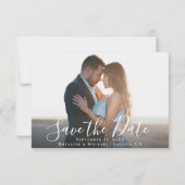 Elegantes Script Navy Blue Foto Minimalistisch Hoc Save The Date (Vorderseite)