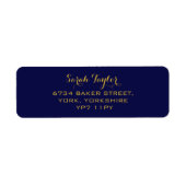 Elegantes Script Navy Blue und Gold Name Label (Vorne)