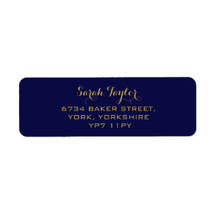 Elegantes Script Navy Blue und Gold Name Label 
