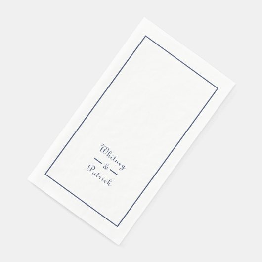 Elegantes Script Navy Blue Wedding Minimalistisch Serviette (Ecke)