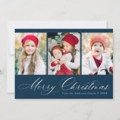 Elegantes Script Navy Frohe Weihnachten 3 Foto (Vorderseite)