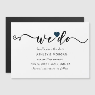 Elegantes Script Navy Heart machen wir Save the Da Magneteinladung
