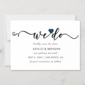 Elegantes Script Navy Heart machen wir Save the Da Magneteinladung (Vorderseite)