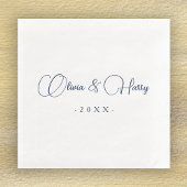 Elegantes Script Navy White Wedding Paper Napkin Serviette