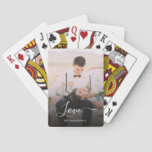 Elegantes Script Newlyweds Foto Wedding Swag Spielkarten (Rückseite)