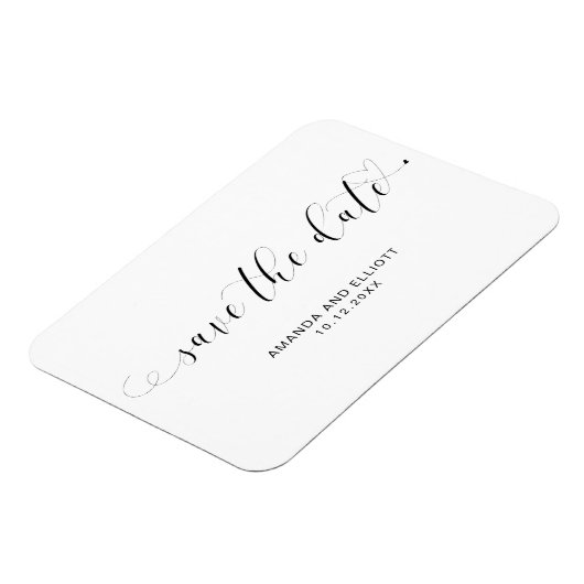 Elegantes Script Niedlich Heart Wedding Save the D Magnet (Linke Seite)