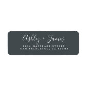 Elegantes Script Off-Black Wedding-Rücksendeadress (Vorne)
