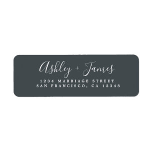 Elegantes Script Off-Black Wedding-Rücksendeadress