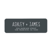 Elegantes Script Off-Black Wedding-Rücksendeadress (Vorne)