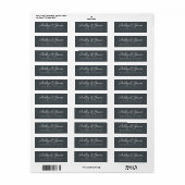 Elegantes Script Off-Black Wedding-Rücksendeadress (Vorne)