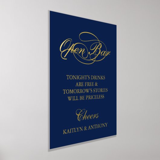 Elegantes Script "Open Bar" Real Foil Wedding Sign Foliendrucke (Ablage )