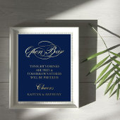 Elegantes Script "Open Bar" Real Foil Wedding Sign Foliendrucke