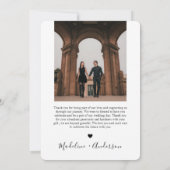 Elegantes Script Overlay Classic Zwei-Foto-Hochzei Dankeskarte (Rückseite)