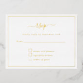 Elegantes Script Party RSVP Karte Luxury Foil (Vorderseite)