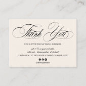 Elegantes Script pastellbeige Logo, danke Visitenkarte (Vorderseite)