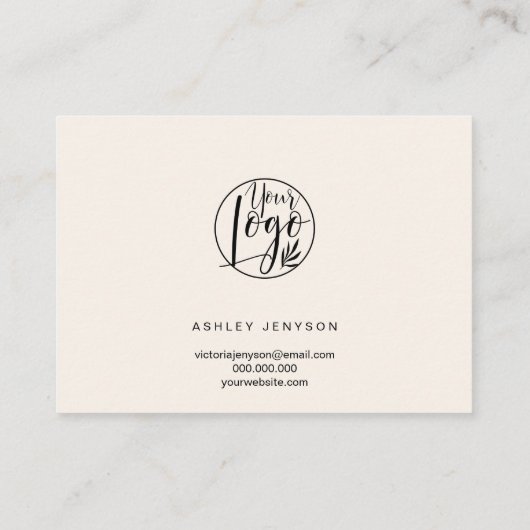 Elegantes Script pastellbeige Logo, danke Visitenkarte (Rückseite)