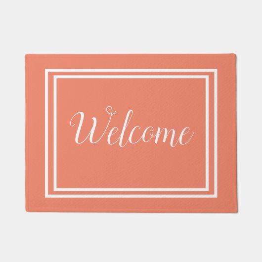 Elegantes Script Peach Welcome Fußmatte (Vorderseite)