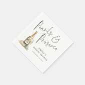 Elegantes Script Pearls and Prosecco Brautparty Serviette (Ecke)