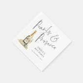 Elegantes Script Pearls und Prosecco Hen Party Serviette (Ecke)
