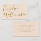 Elegantes Script Personalisiert Blush Peach und Go Visitenkarte (Vorne/Hinten)