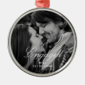 Elegantes Script Personalisiert Couple Foto Ornament Aus Metall (Vorne)