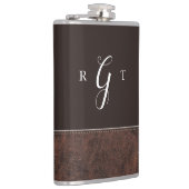 Elegantes Script Personalisiert Monogram Brown Lea Flachmann (Rechts)