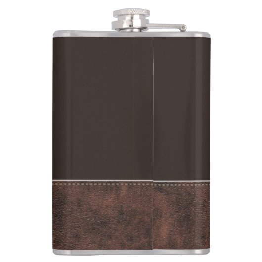 Elegantes Script Personalisiert Monogram Brown Lea Flachmann (Rückseite)