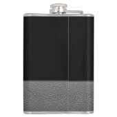 Elegantes Script Personalisiert Monogram Gray Leat Flachmann (Rückseite)