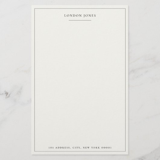 Elegantes Script Personalisiert Stationery Ivory W Briefpapier (Vorderseite)