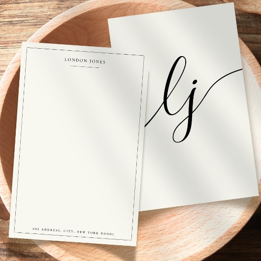 Elegantes Script Personalisiert Stationery Ivory W Briefpapier