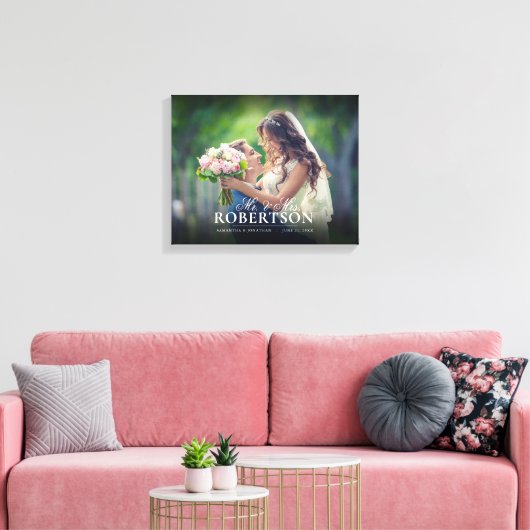 Elegantes Script Personalisiert Wedding Canvas Pri Leinwanddruck (Insitu (Wohnzimmer))