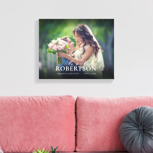 Elegantes Script Personalisiert Wedding Leinwanddruck (Insitu (Wohnzimmer))