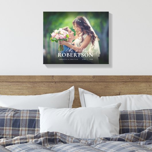 Elegantes Script Personalisiert Wedding Leinwanddruck (Insitu (Schlafzimmer))