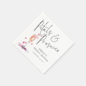 Elegantes Script-Petals und Prosecco-Brautparty Serviette (Ecke)