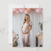 Elegantes Script Pink Girl Baby Shower Foto Dankeskarte (Rückseite)