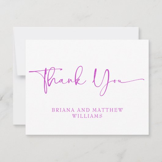 Elegantes Script Pink Wedding Dankeschön Card Dankeskarte (Vorderseite)