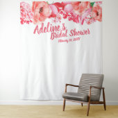 Elegantes Script PinkWatercolor Floral Brautparty Wandteppich (Beispiel)