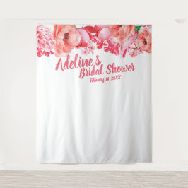 Elegantes Script PinkWatercolor Floral Brautparty Wandteppich