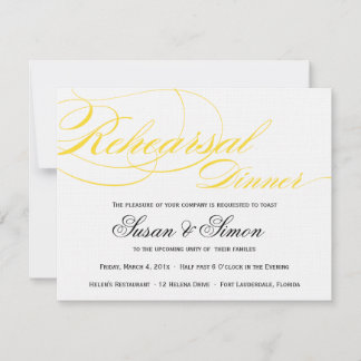 Elegantes Script Probe Dinner Einladung Gelb