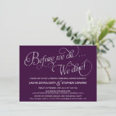 Elegantes Script Probe Dinner Einladung Lila (Stehend Vorderseite)